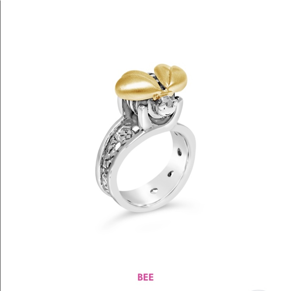 NWOT SAINT Sarah Jane Bee Ring 18k gold&sterling - Picture 2 of 10